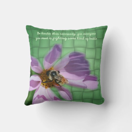 Kindness Quote Bee On Flower Inspirational  クッション (裏面)