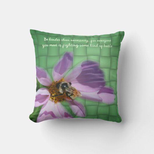 Kindness Quote Bee On Flower Inspirational  クッション (正面)