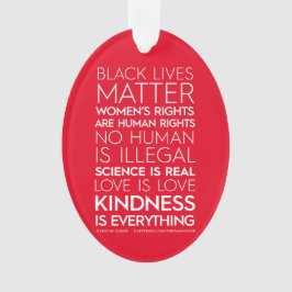 #KindnessIsEverythingアクリルオーナメント、楕円(赤) オーナメント