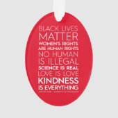 #KindnessIsEverythingアクリルオーナメント、楕円（赤） オーナメント (裏面)