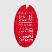 #KindnessIsEverythingアクリルオーナメント、楕円（赤） オーナメント (正面)