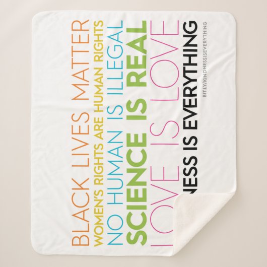 #KindnessIsEverythingシェルパ毛布（白） シェルパブランケット (正面)