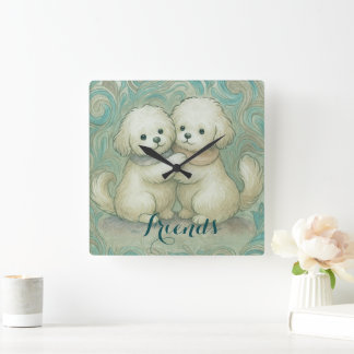 Kindred Paws  スクエア壁時計