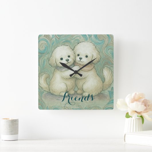 Kindred Paws スクエア壁時計 (ホーム)