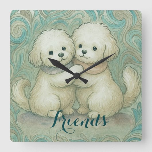 Kindred Paws  スクエア壁時計 (正面)