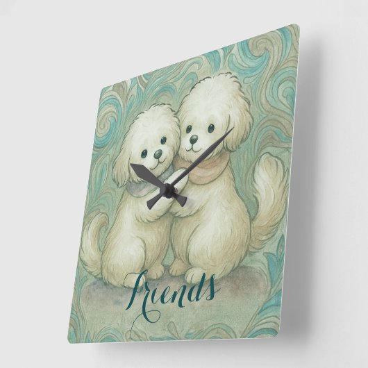 Kindred Paws  スクエア壁時計 (傾斜)