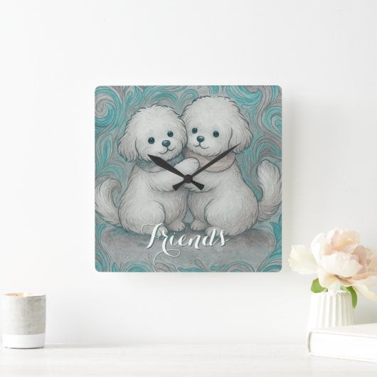Kindred Paws  スクエア壁時計 (ホーム)