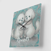 Kindred Paws  スクエア壁時計 (傾斜)