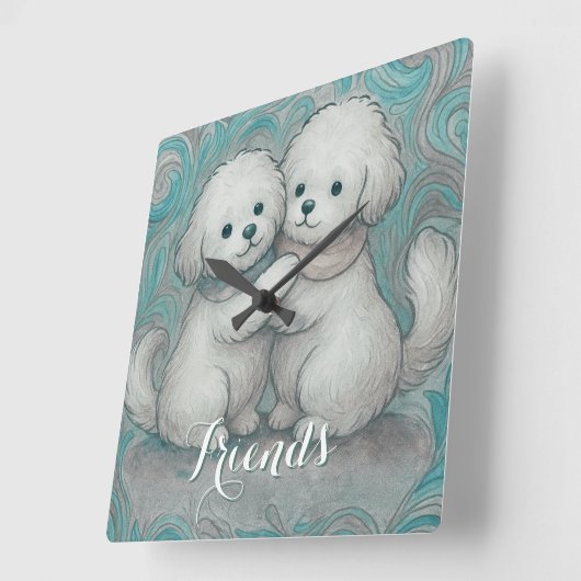 Kindred Paws スクエア壁時計 (傾斜)