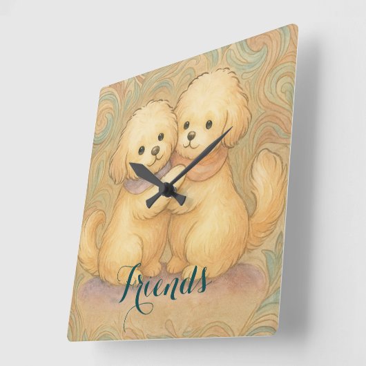 Kindred Paws  スクエア壁時計 (傾斜)