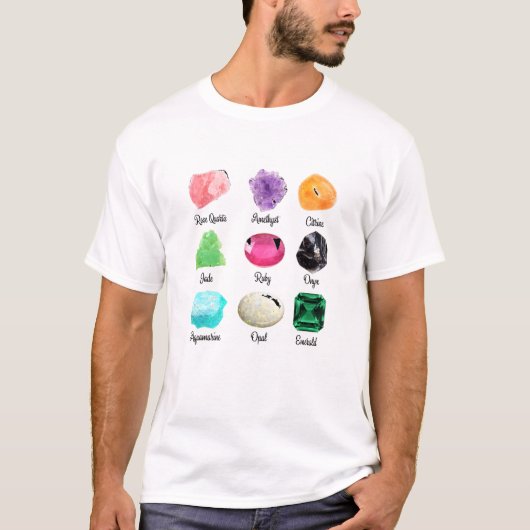 Kinds Of Crystals Crystal Healing Spiritual Crysta Tシャツ (正面)