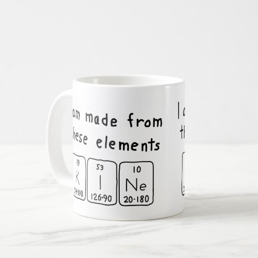 Kineの周期表の名前のマグ コーヒーマグカップ (正面左)