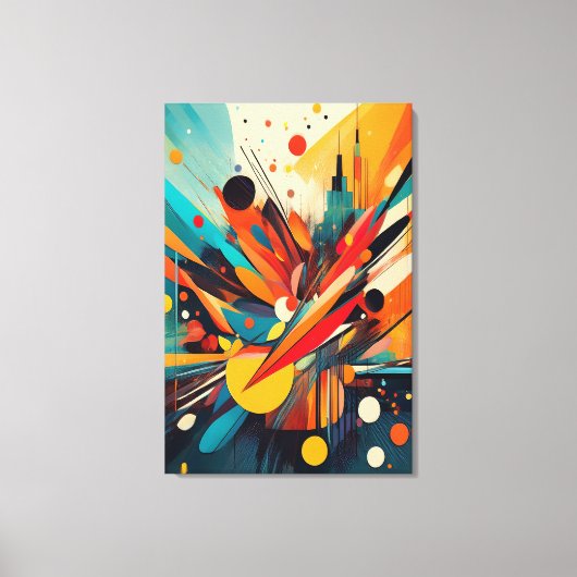 Kinetic Bloom: Explosive Modern Geometric Abstract キャンバスプリント (正面)