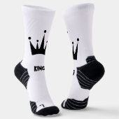 KING文字ブラックカラークラウン画像プリント済みスタイリッシュ ソックス (傾斜あり)