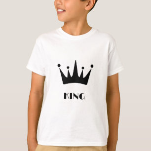 KING カスタムテキスト 黒色 王冠 キッズ ベーシック Tシャツ