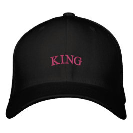 King テキスト ブラック ウール外出用 ぴったりヘッド 刺繍入りキャップ