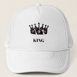 KING テキスト プリント カスタム スタイリッシュ クラウン イメージ ホワイト キャップ