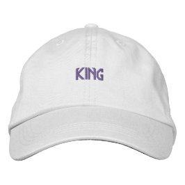 KING テキスト 優れた 素晴らしい 驚くべき ホワイトハット 刺繍入りキャップ