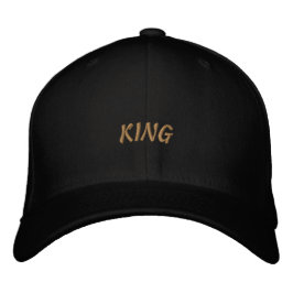 KING プリント フレックスフィット ウールハット スタイリッシュ ブラック 刺繍入りキャップ