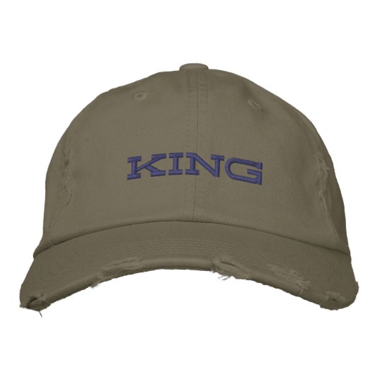 KING ヴィンテージ ライトオリーブ ヘッドウェア チャーム ルッキング 刺繍入りキャップ (正面)
