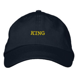 KING 名前入りネイビー調節可能ハットスタイルのリーダーシップ 刺繍入りキャップ