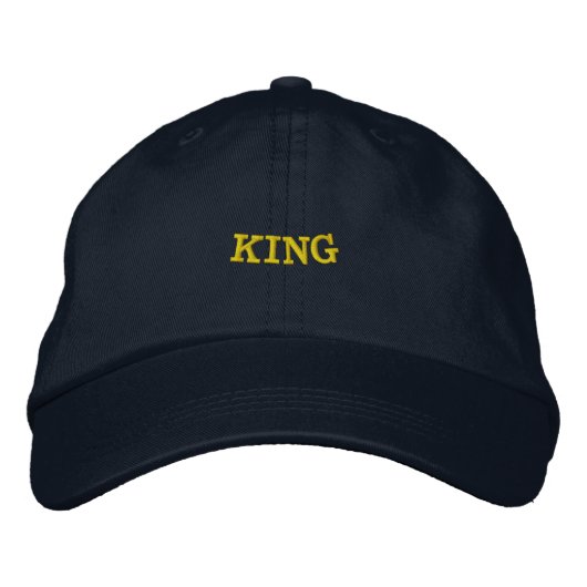 KING 名前入りネイビー調節可能ハットスタイルのリーダーシップ 刺繍入りキャップ (正面)