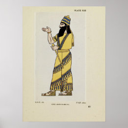 King Assur-Nasir-Pal Ancient Assyrian Costume  ポスター
