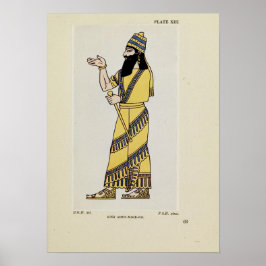 King Assur-Nasir-Pal Ancient Assyrian Costume  ポスター