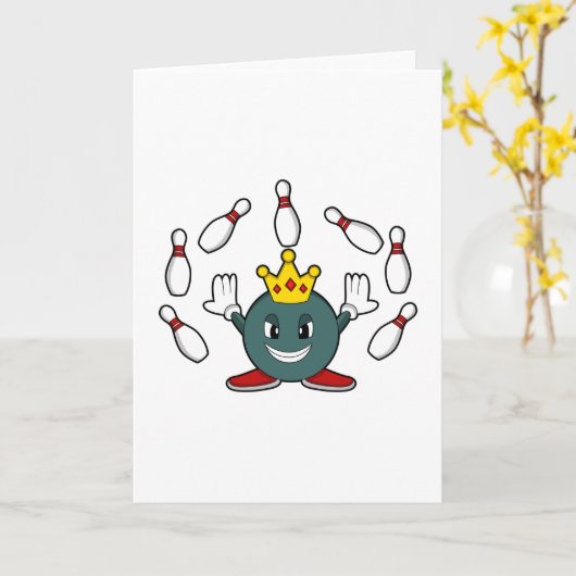 King at Bowling with Bowling pin カード (黄色い花)