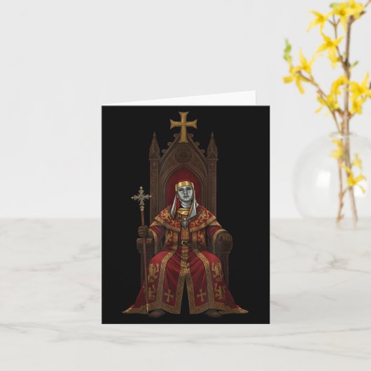 King Baldwin Iv Floral Mask Medieval Art Crusader  カード (黄色い花)