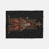 King Baldwin Iv Floral Mask Medieval Art Crusader  フリースブランケット (正面(横))