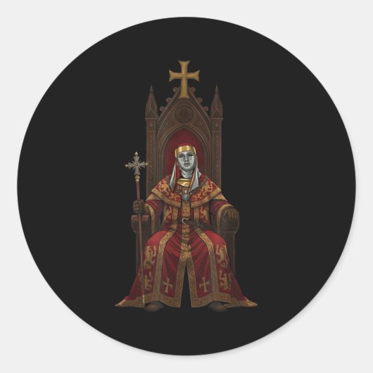 King Baldwin Iv Floral Mask Medieval Art Crusader  ラウンドシール (正面)