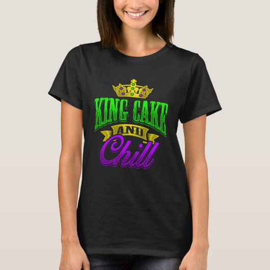 King Cake And Chill Mardi Gras  Zulu Rex Crewe Car Tシャツ (正面)