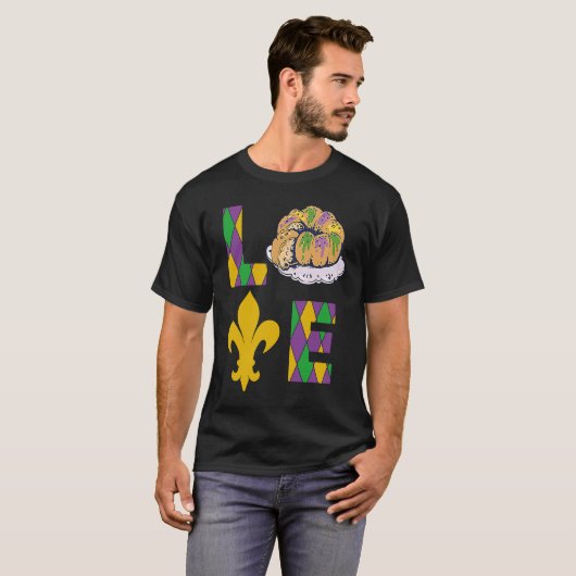 King Cake Love Mardi Gras Parade Shenanigans Carni Tシャツ (正面フル)