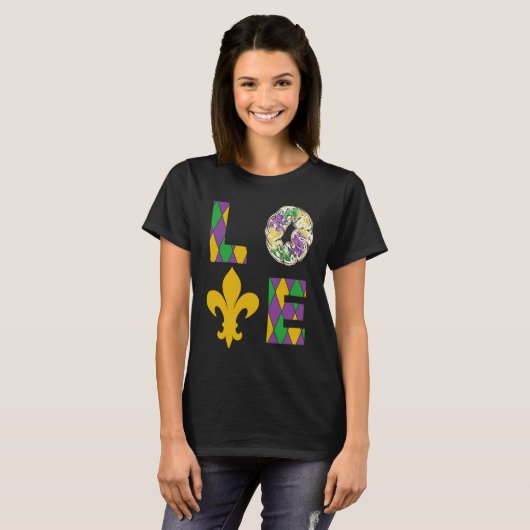 King Cake Love Mardi Gras Parade Shenanigans Carni Tシャツ (正面フル)