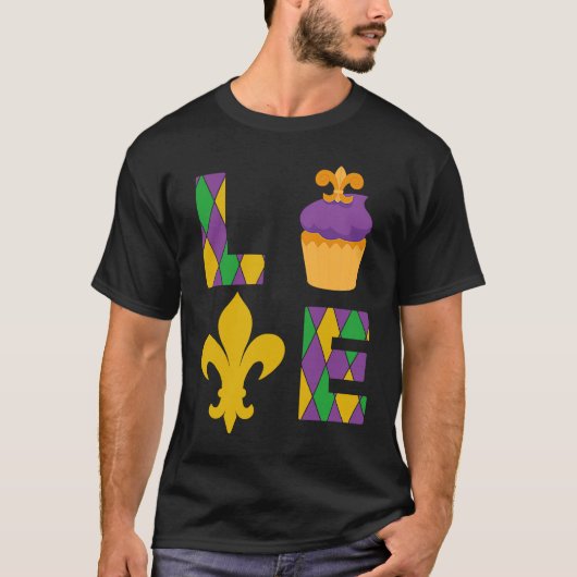 King Cake Love Mardi Gras Parade Shenanigans Carni Tシャツ (正面)