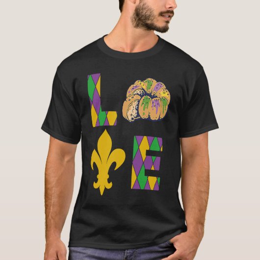 King Cake Love Mardi Gras Parade Shenanigans Carni Tシャツ (正面)