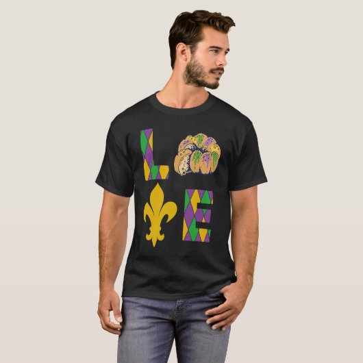 King Cake Love Mardi Gras Parade Shenanigans Carni Tシャツ (正面フル)