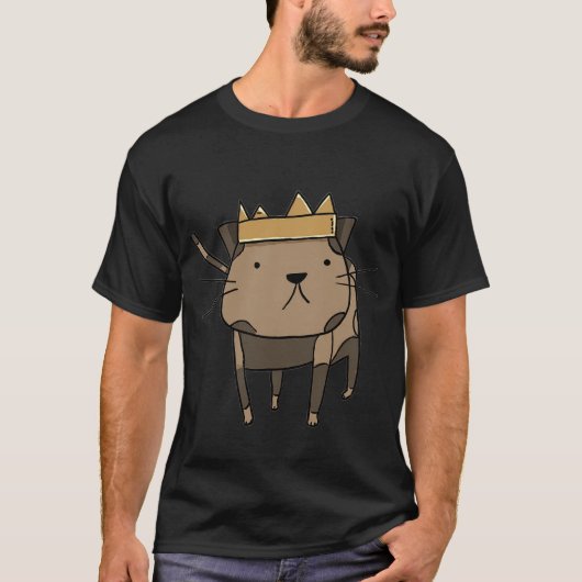 King Cat Cartoon — Crowned Kitty Doodle Tシャツ (正面)