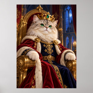 King Cat Royal Portrait Fantasy Art Poster ポスター