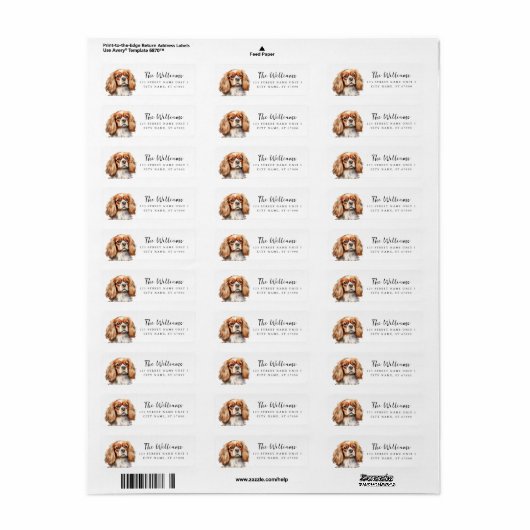 King Charles Cavalier Return Address Labels ラベル (フルシート)