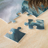 King Charles Cocker Spaniel driving in ocean ジグソーパズル (側面)