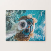 King Charles Cocker Spaniel driving in ocean ジグソーパズル (横)