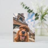 King Charles Cocker Spaniel in Paris シーズンポストカード (スタンド正面)