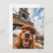 King Charles Cocker Spaniel in Paris シーズンポストカード (正面/裏面)