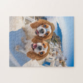 King Charles Cocker Spaniel in Santorini ジグソーパズル (横)