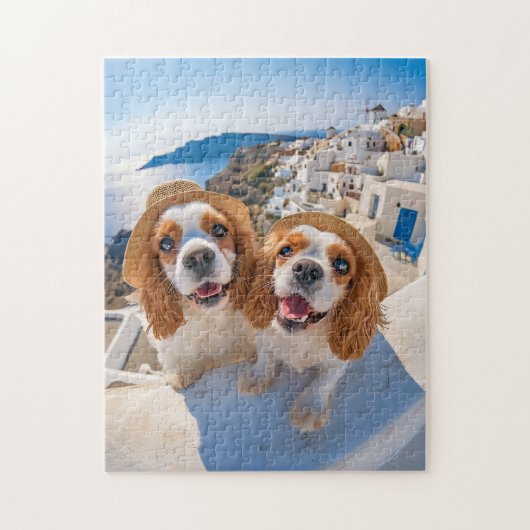 King Charles Cocker Spaniel in Santorini ジグソーパズル (縦)
