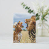 King Charles Cocker Spaniel with Lion シーズンポストカード (スタンド正面)