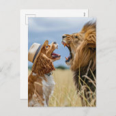 King Charles Cocker Spaniel with Lion シーズンポストカード (正面/裏面)