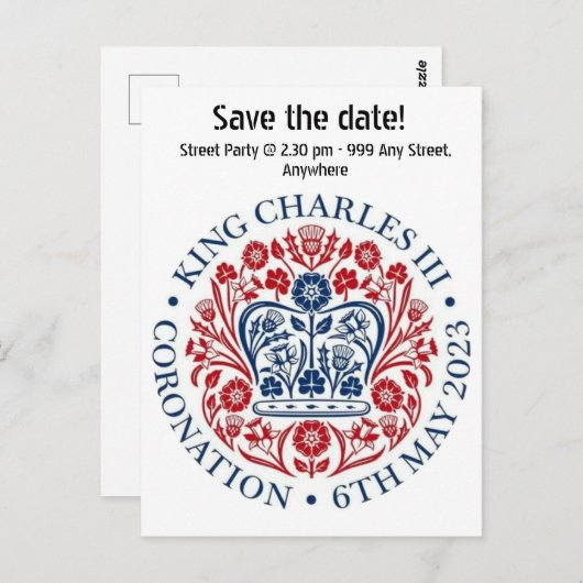 King Charles III Coronationロゴ日付の保存 ポストカード (正面/裏面)
